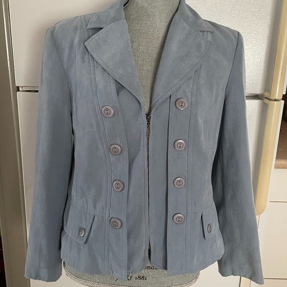 CONCEPTS Conrad C Collection Zippered Jacket Light Blue Faux Suede
